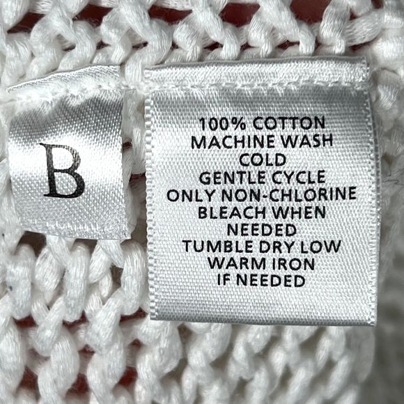 Ann Taylor Loft Sz S Long-Sleeve Open Knit Sweater White 100% Cotton V-Neck - Picture 6 of 10